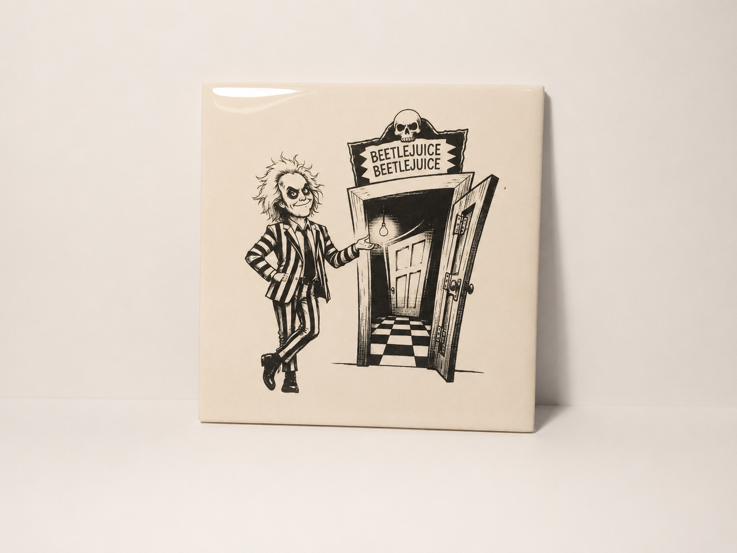 Beetlejuice 6-inch ceramic tile