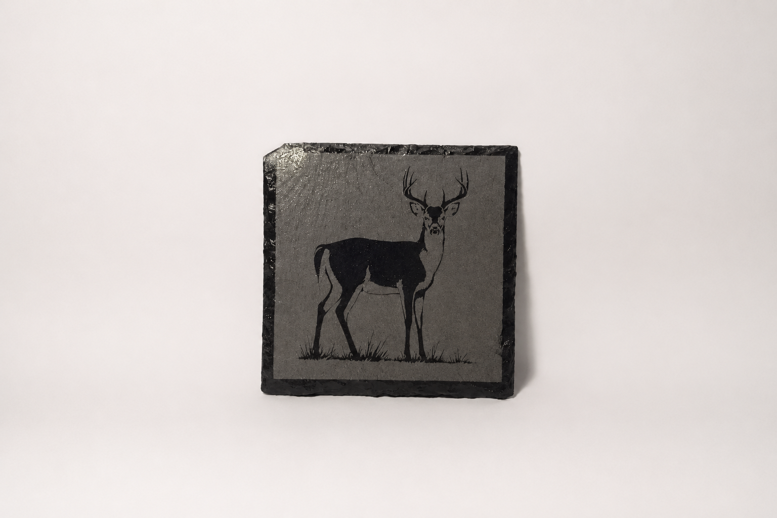 4-inch slate coaster with standing buck