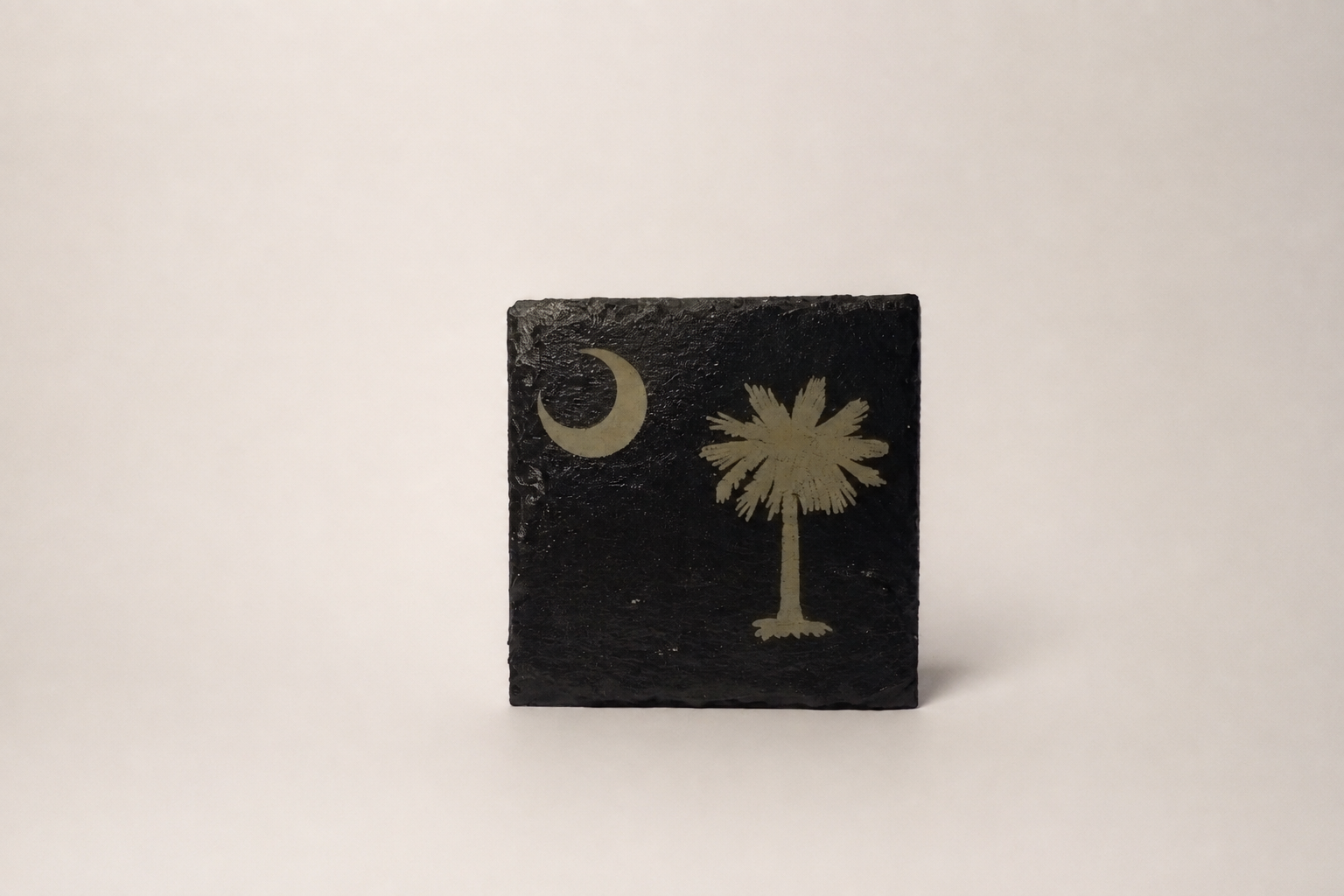 4-inch Palmetto tree and crescent moon slate coaster
