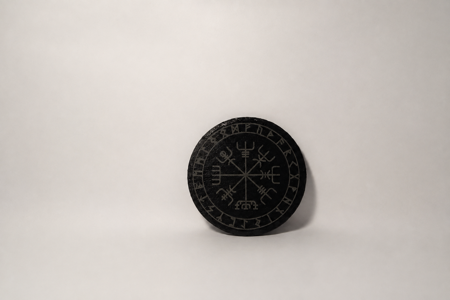 4-inch round Viking helm Vegvisir slate coaster